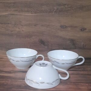 Charming White and Gold Teacup Trio